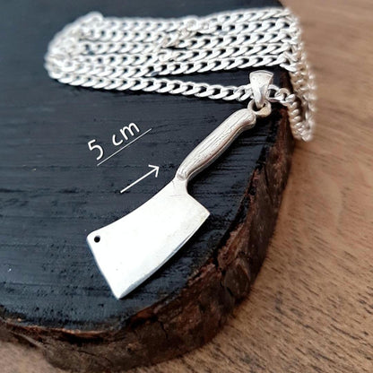 Sterling Silver Cleaver Pendant - Butcher Knife Necklace