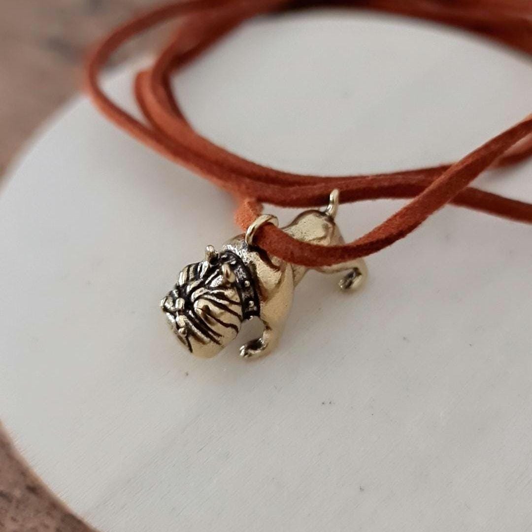 Brass English Bulldog Charm: Detailed Dog Lover Gift