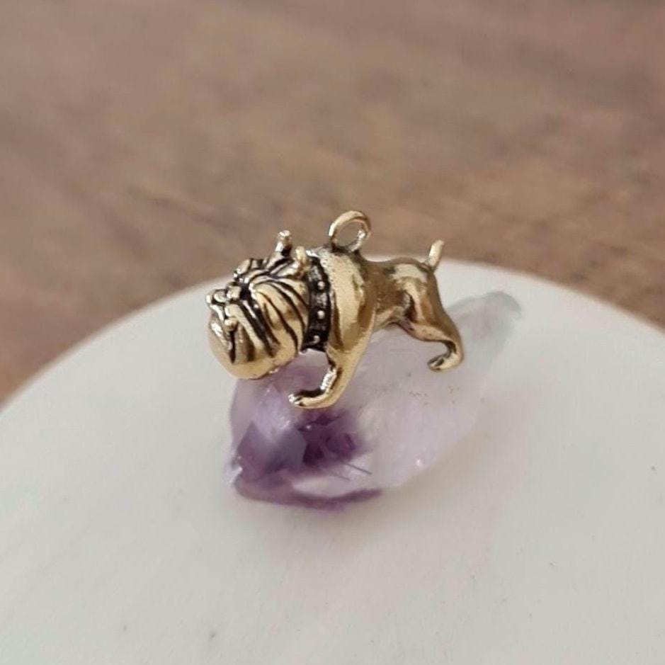 Brass English Bulldog Charm: Detailed Dog Lover Gift