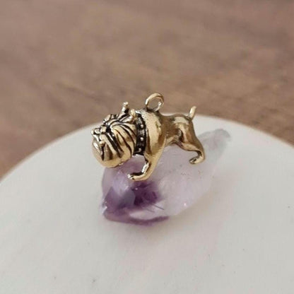 Brass English Bulldog Charm: Detailed Dog Lover Gift