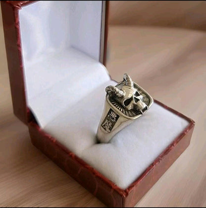 Handcrafted 925 Silver Japanese Oni Skull Ring