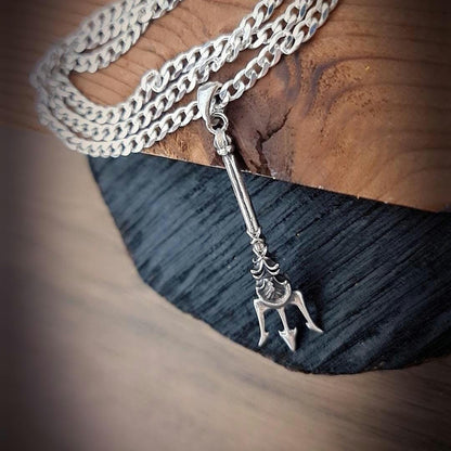 Poseidon's Trident 925 Silver Pendant- Poseidon's Weapon Harpoon - Mythical Design - Trident of Poseidon the Greek God of Sea