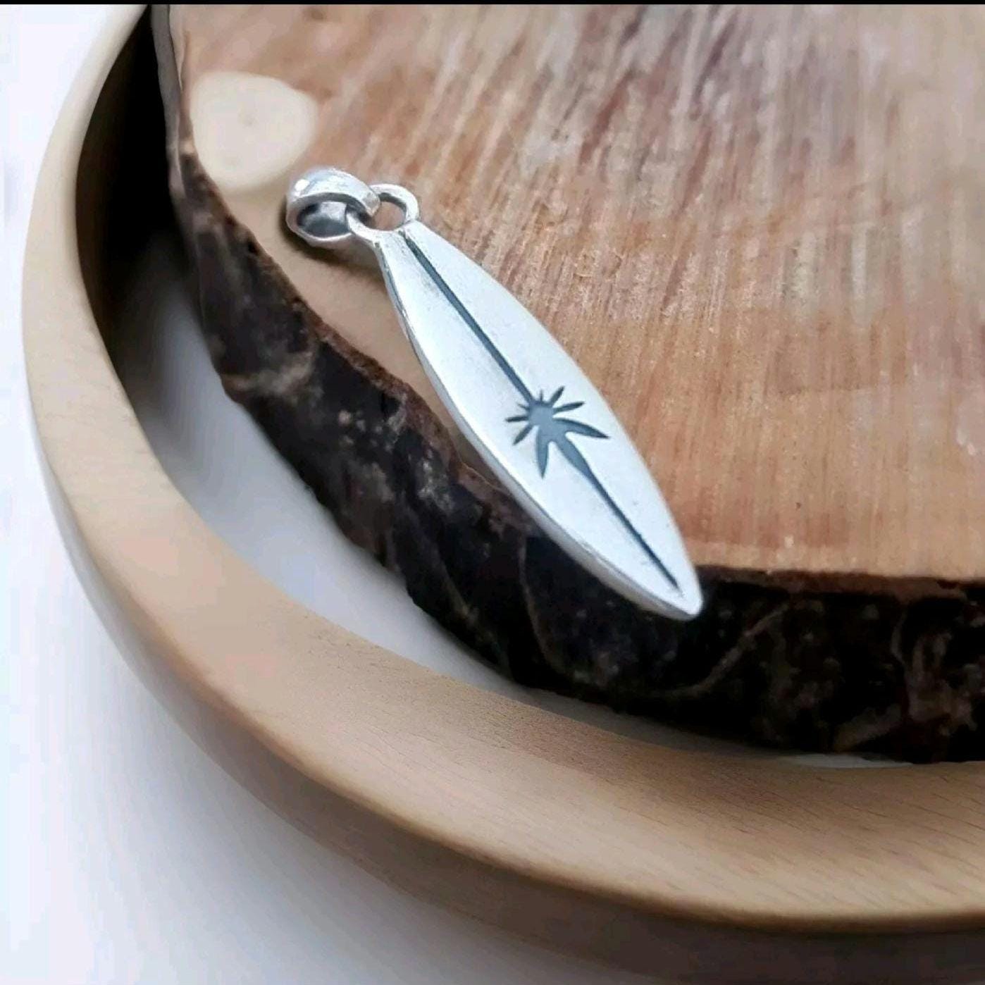 Handmade Sterling Silver Surfboard Pendant: Beach Lover Gift
