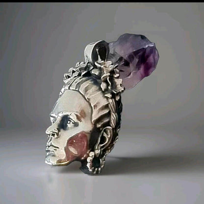 Frida Kahlo Necklace : Inspired by Mexican Painter Portrait Sterling Silver