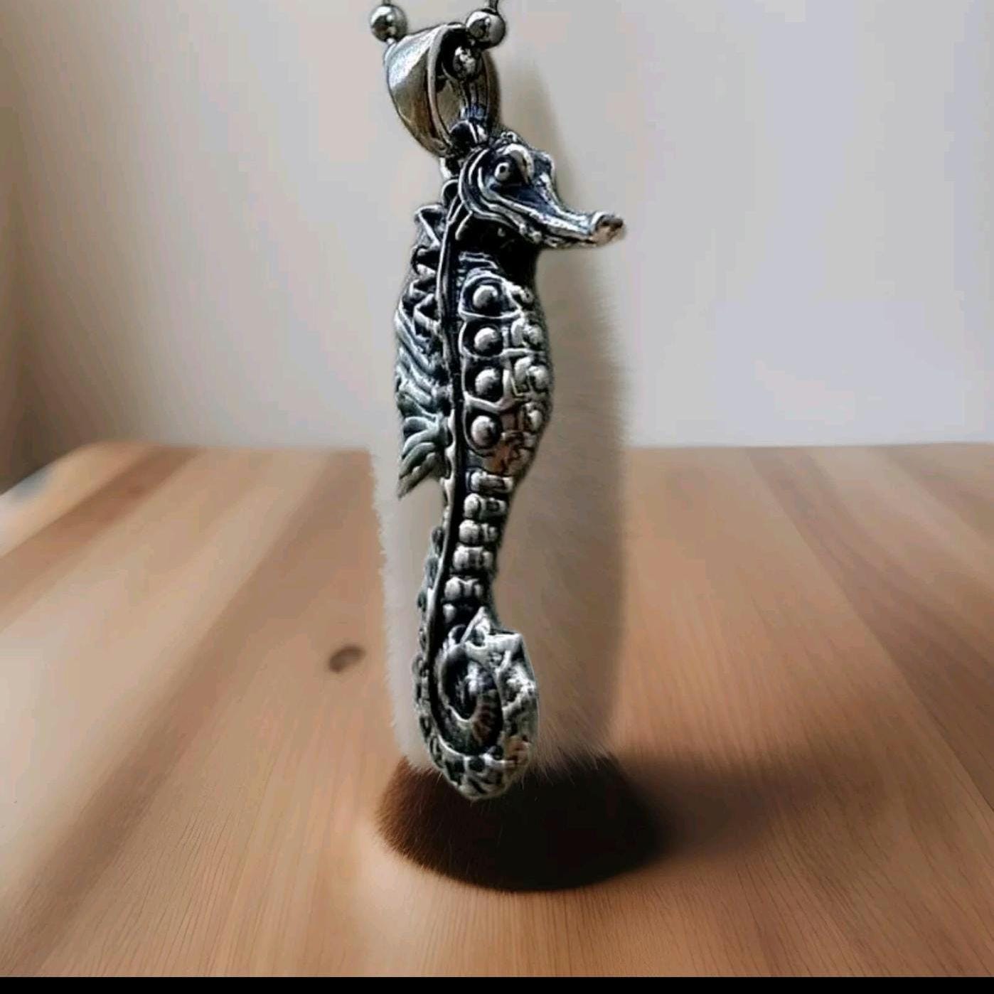 Seahorse large Pendant: Oceanic Statement Piece Handmade Sterling Silver