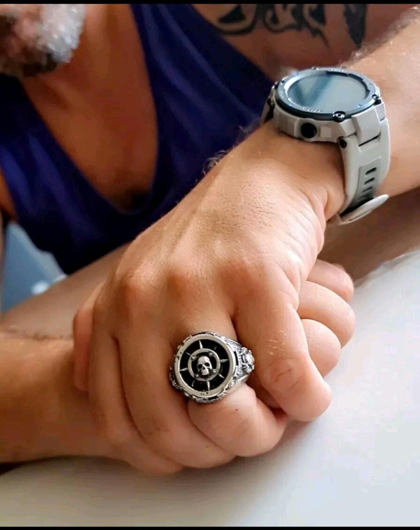 Nautical Pirate Ring - Discover Adventure ,Style with our Punk-Inspired  Signet Ring  925 Sterling silver