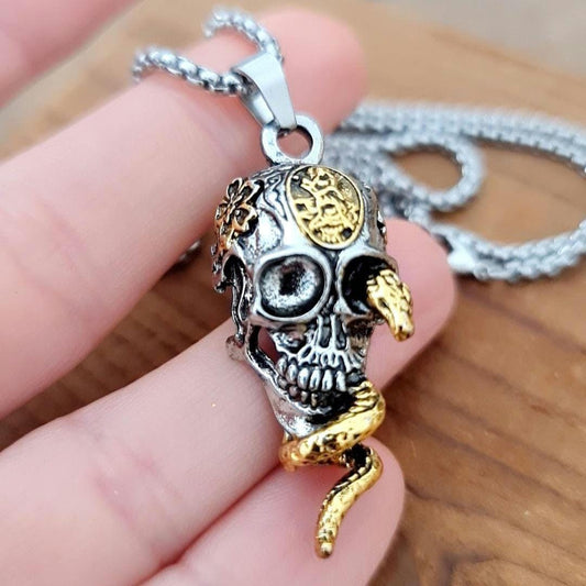 Snake & Skull gothic  Necklace - Fashionable   Gift, Hip Hop Cosplay Jewelry
