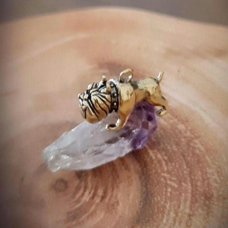 Brass English Bulldog Charm: Detailed Dog Lover Gift