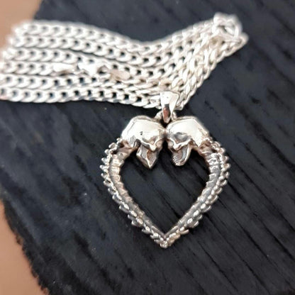 Skull Heart Pendant –Gothic Couple Necklace –  – Dark Romance  –   Till Death Do Us Part