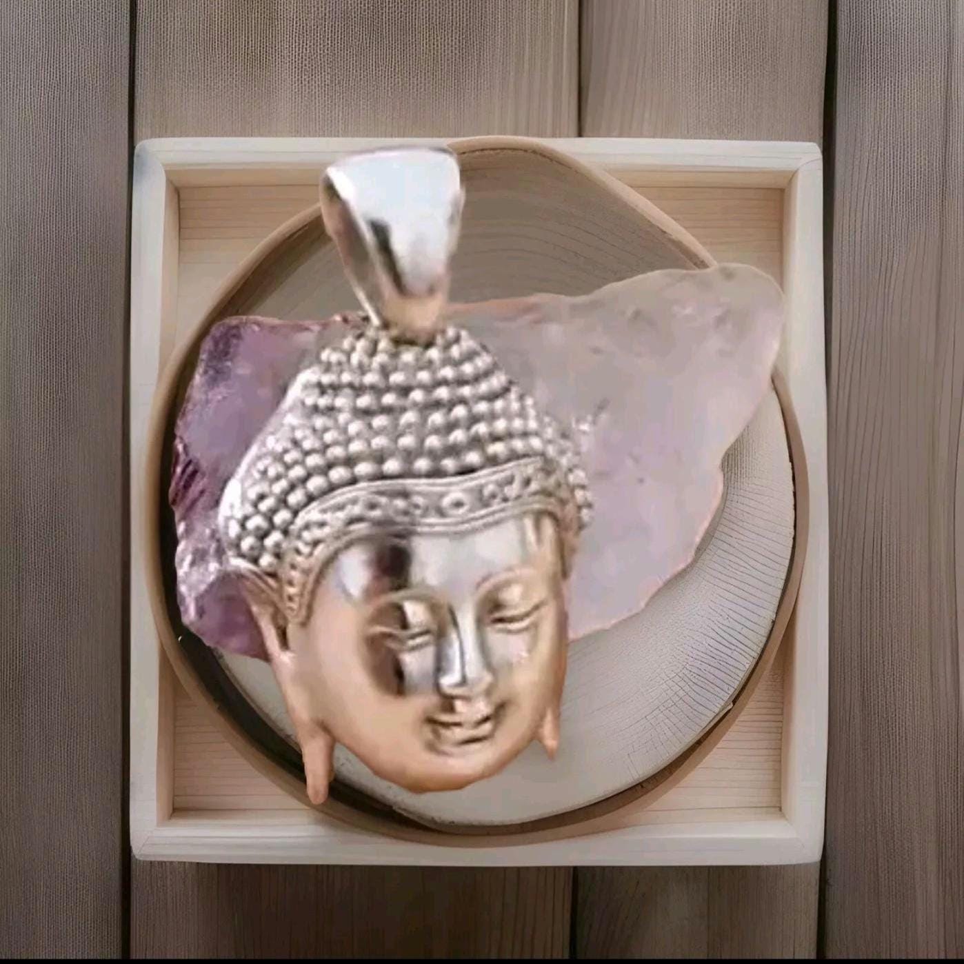 Silver Buddha Head Pendant: Meditation Yoga Jewelry