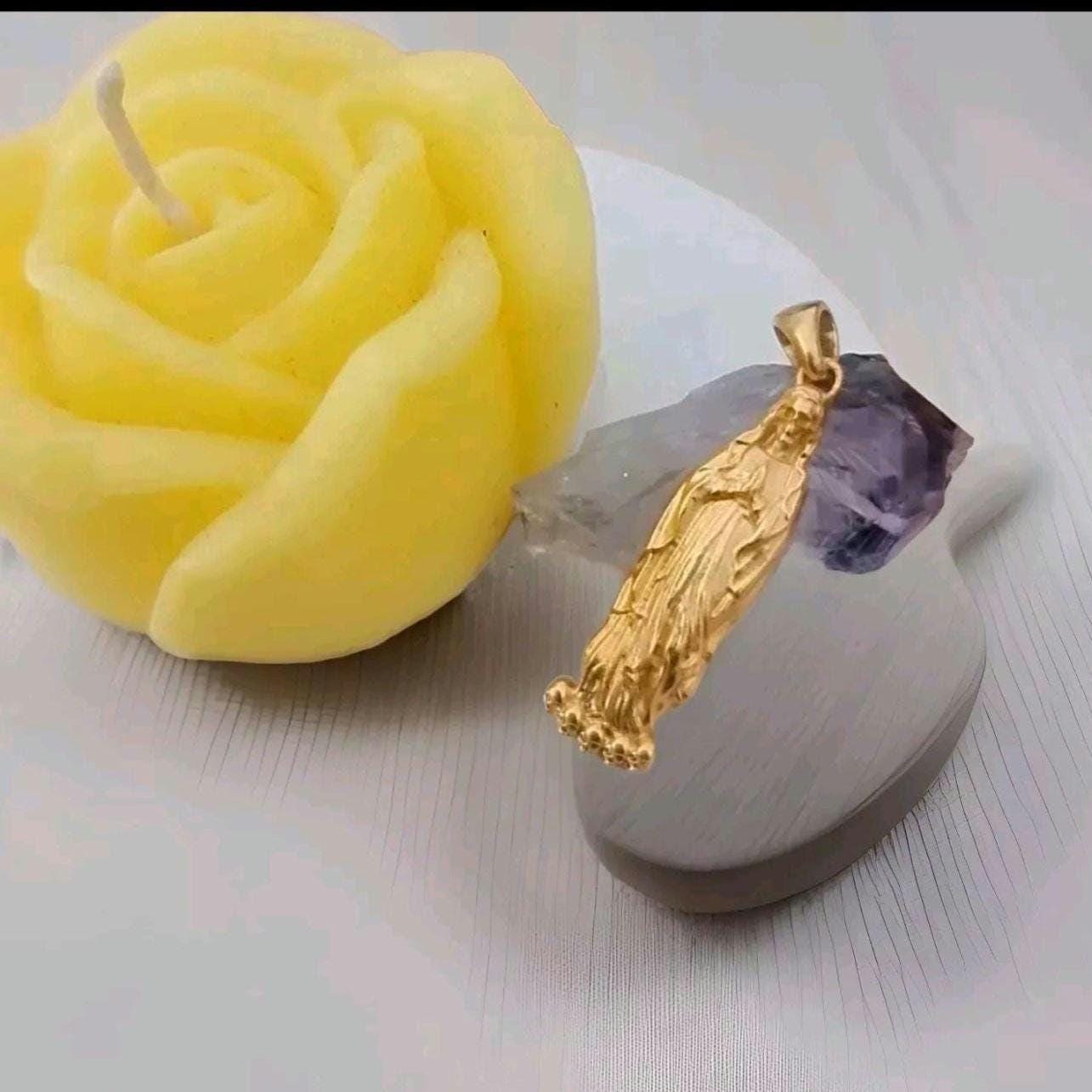 18K Gold Plated Santa Muerte Pendant: Handmade 925 Silver Grim Reaper charm