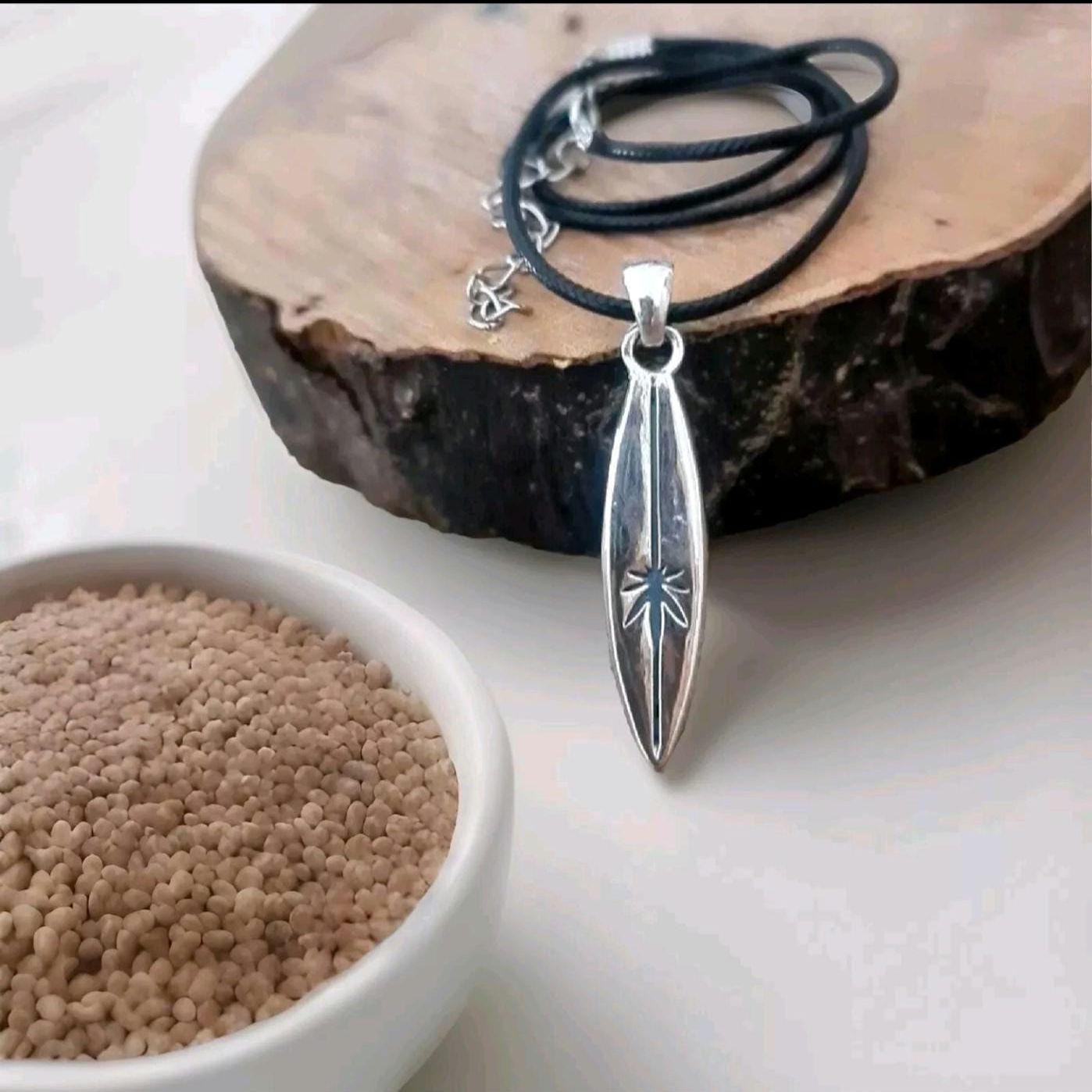 Handmade Sterling Silver Surfboard Pendant: Beach Lover Gift