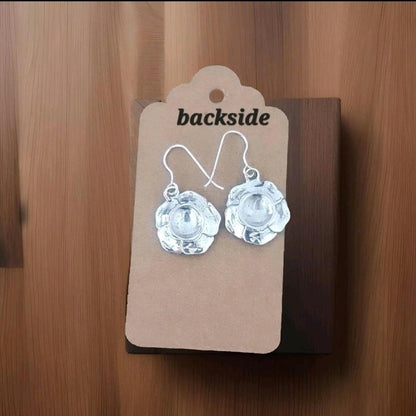 Sterling Silver Rose Dangle Earrings: Handmade Blossom Jewelry