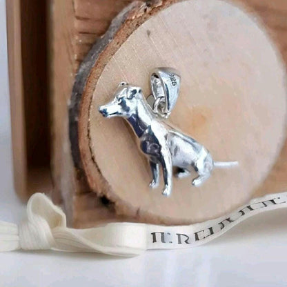 Sterling Silver figurine Jack Russell Dog Pendant Pet Memorial Jewelry