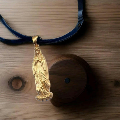 18K Gold Plated Santa Muerte Pendant: Handmade 925 Silver Grim Reaper charm