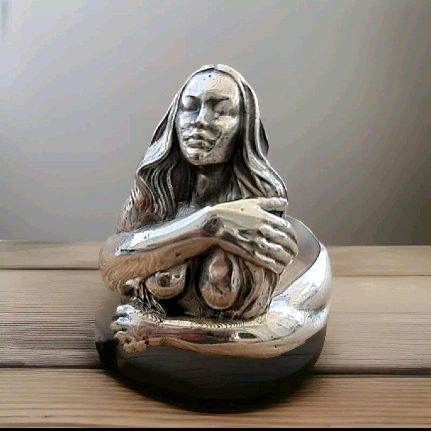 Sterling Silver Goddess Ring: Gothic Retro Statement Jewelry