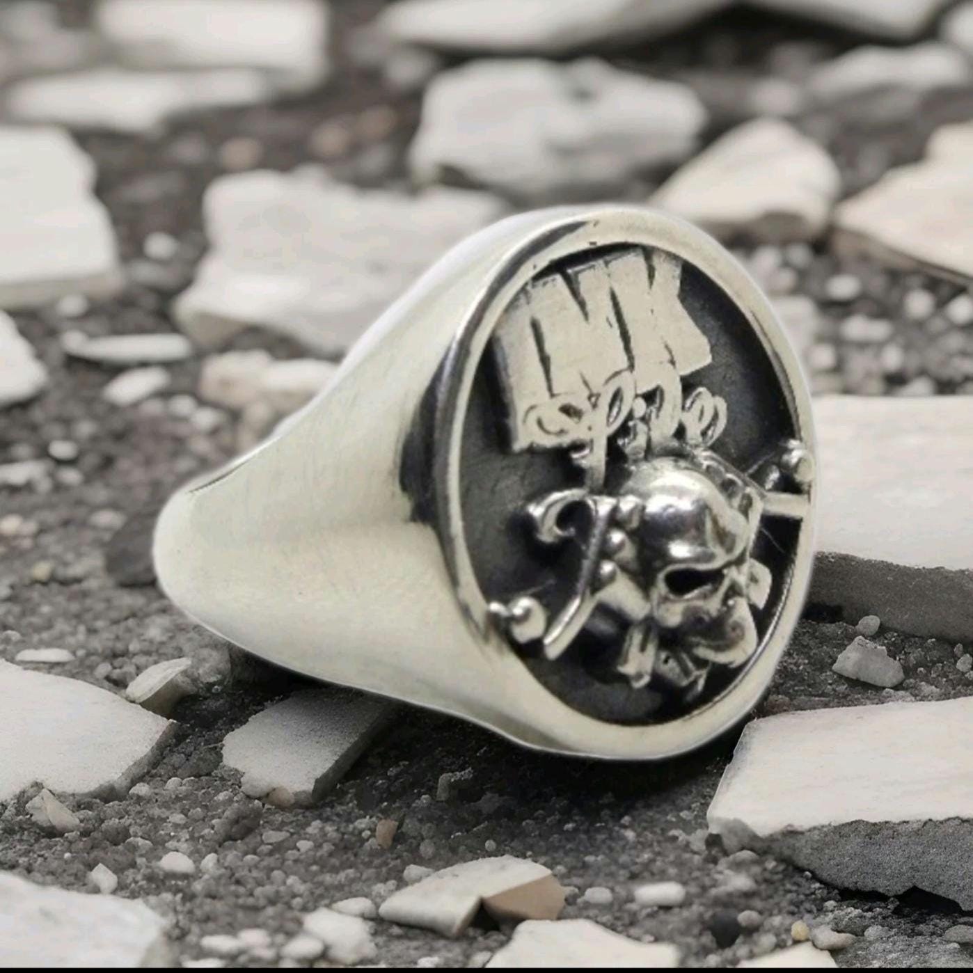 Tattoo Guns "Ink Life"-inspired Ring - Handmade Skull Ring - Crafted in 925 Sterling Silver