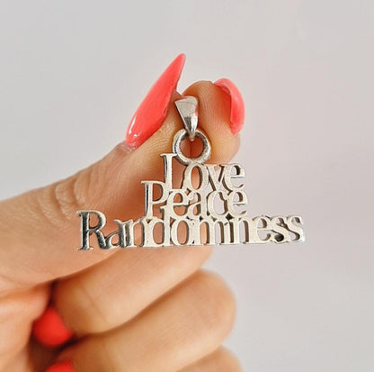 Love Peace Randomness Pendant - Sterling Silver Spiritual Necklace
