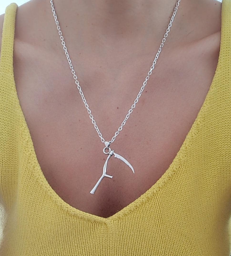 Grim Reaper Scythe Sterling Silver Pendant: Gothic Handmade Jewelry