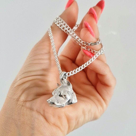 Sterling Silver Pitbull Pendant: Bold Dog Lover Gift