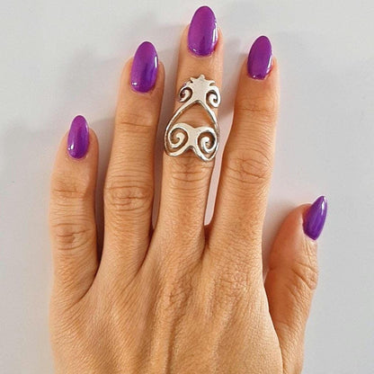 Handmade Sterling Silver Sankofa Ring: African Adinkra Jewelry