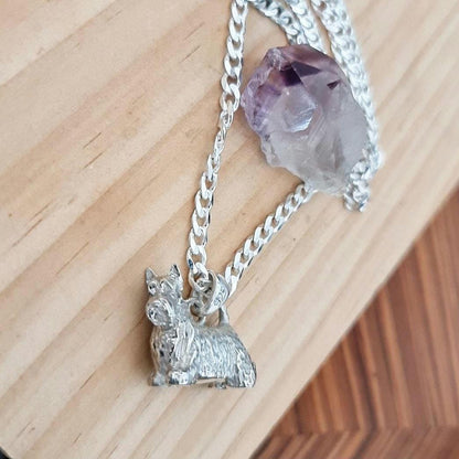 Scottish Terrier  figurine pendant- Sculpture-Realistic Scottie Model - 925 sterling silver Solid & Sturdy