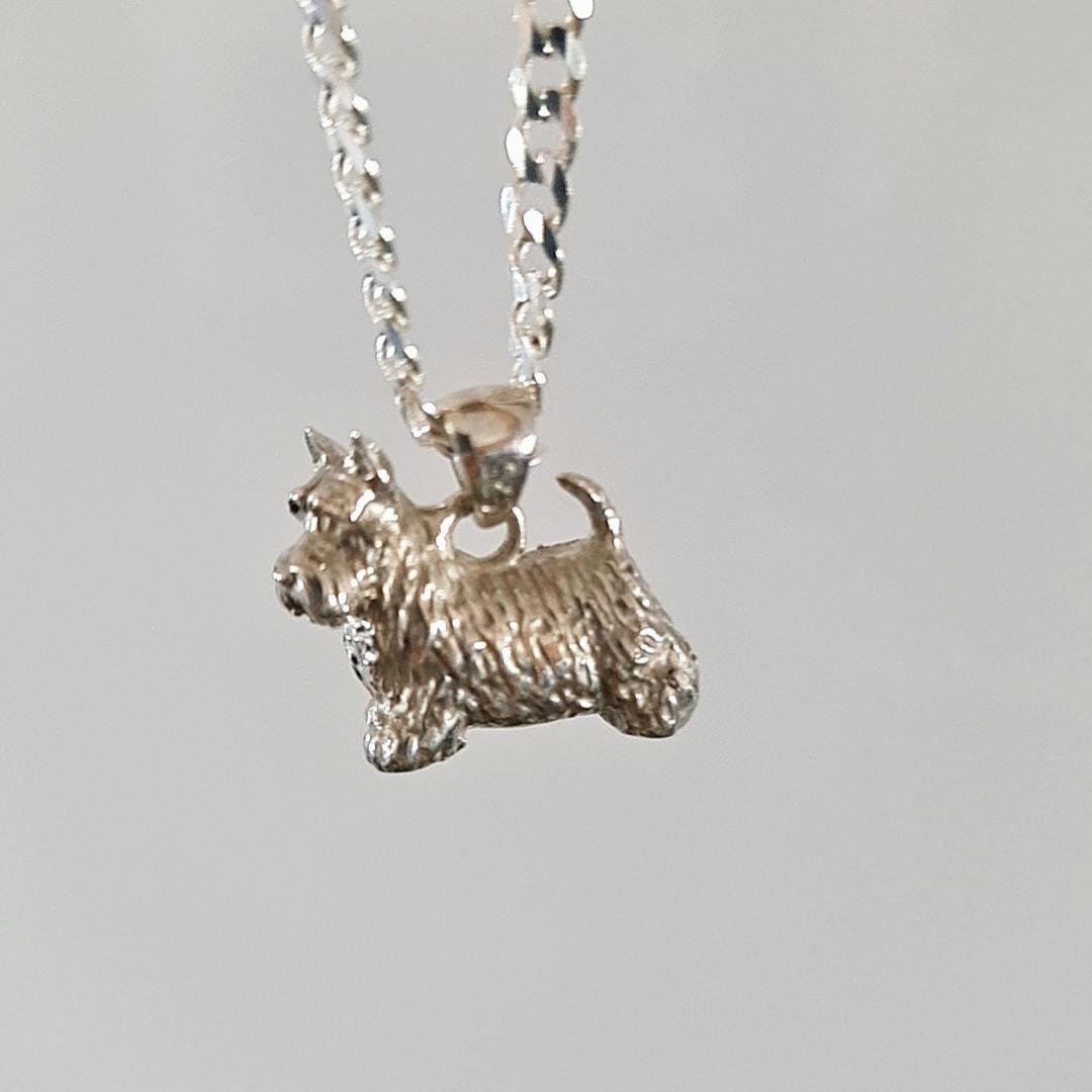 Scottish Terrier  figurine pendant- Sculpture-Realistic Scottie Model - 925 sterling silver Solid & Sturdy