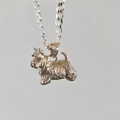 Scottish Terrier  figurine pendant- Sculpture-Realistic Scottie Model - 925 sterling silver Solid & Sturdy