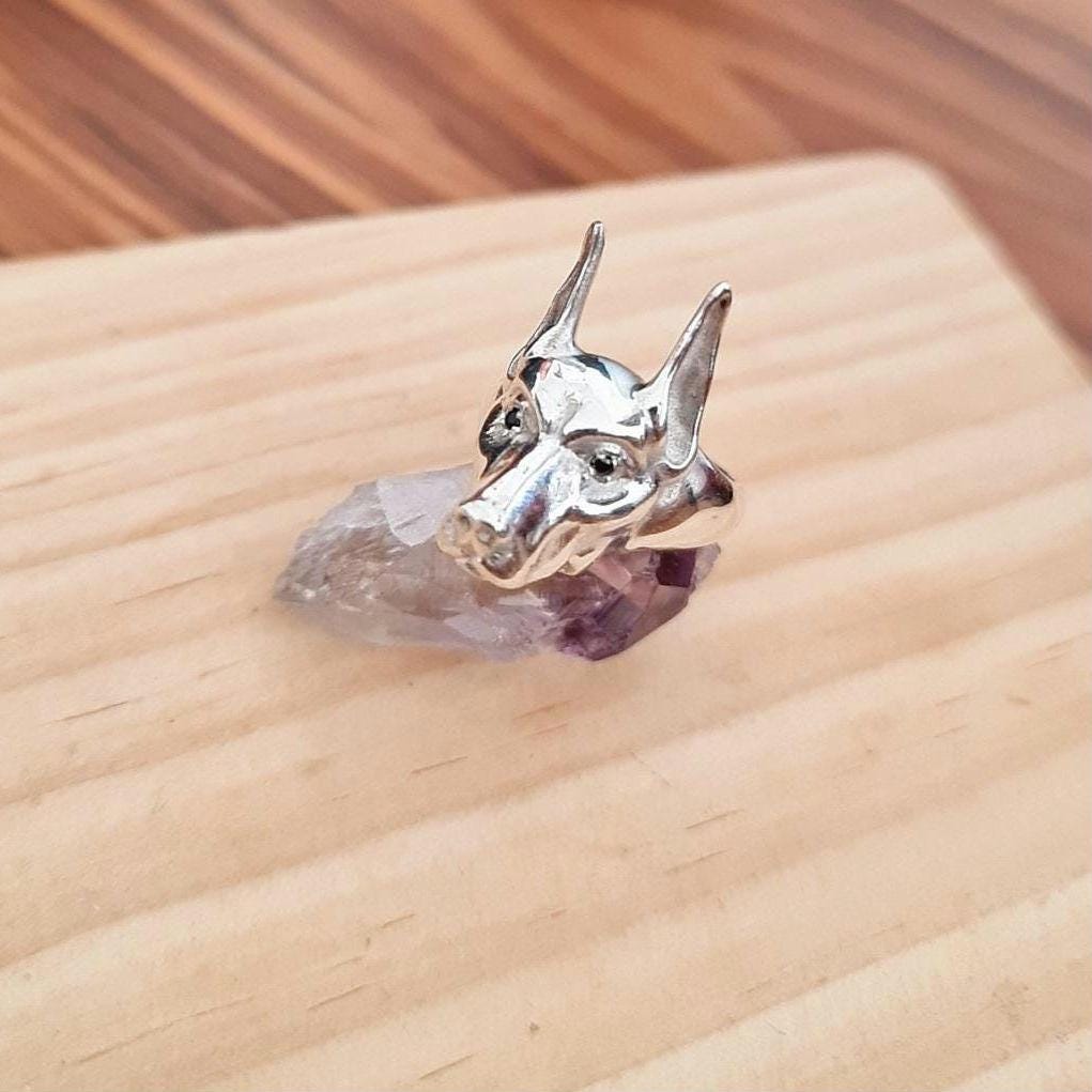 Handmade Sterling Silver Doberman Pinscher Ring: Dog Lover Gift