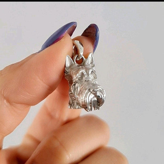 Handmade Sterling Silver Scottish Terrier Pendant: Sculpted Dog Jewelry