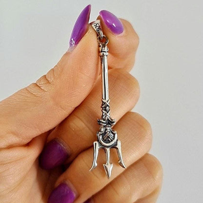 Poseidon's Trident 925 Silver Pendant- Poseidon's Weapon Harpoon - Mythical Design - Trident of Poseidon the Greek God of Sea