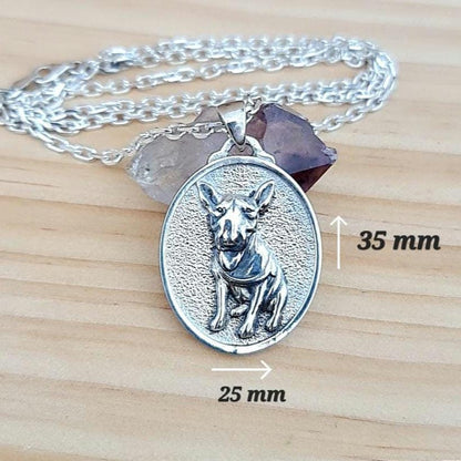 Custom Dog Portrait Pendant: Handmade Pet Memorial Charm Sterling Silver