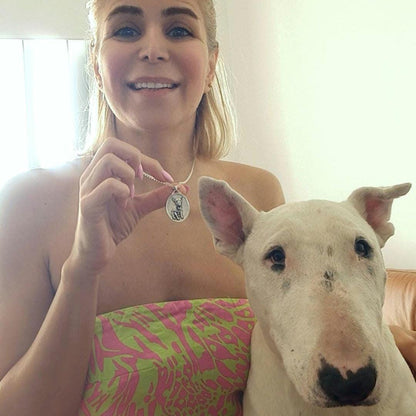 Custom Dog Portrait Pendant: Handmade Pet Memorial Charm Sterling Silver