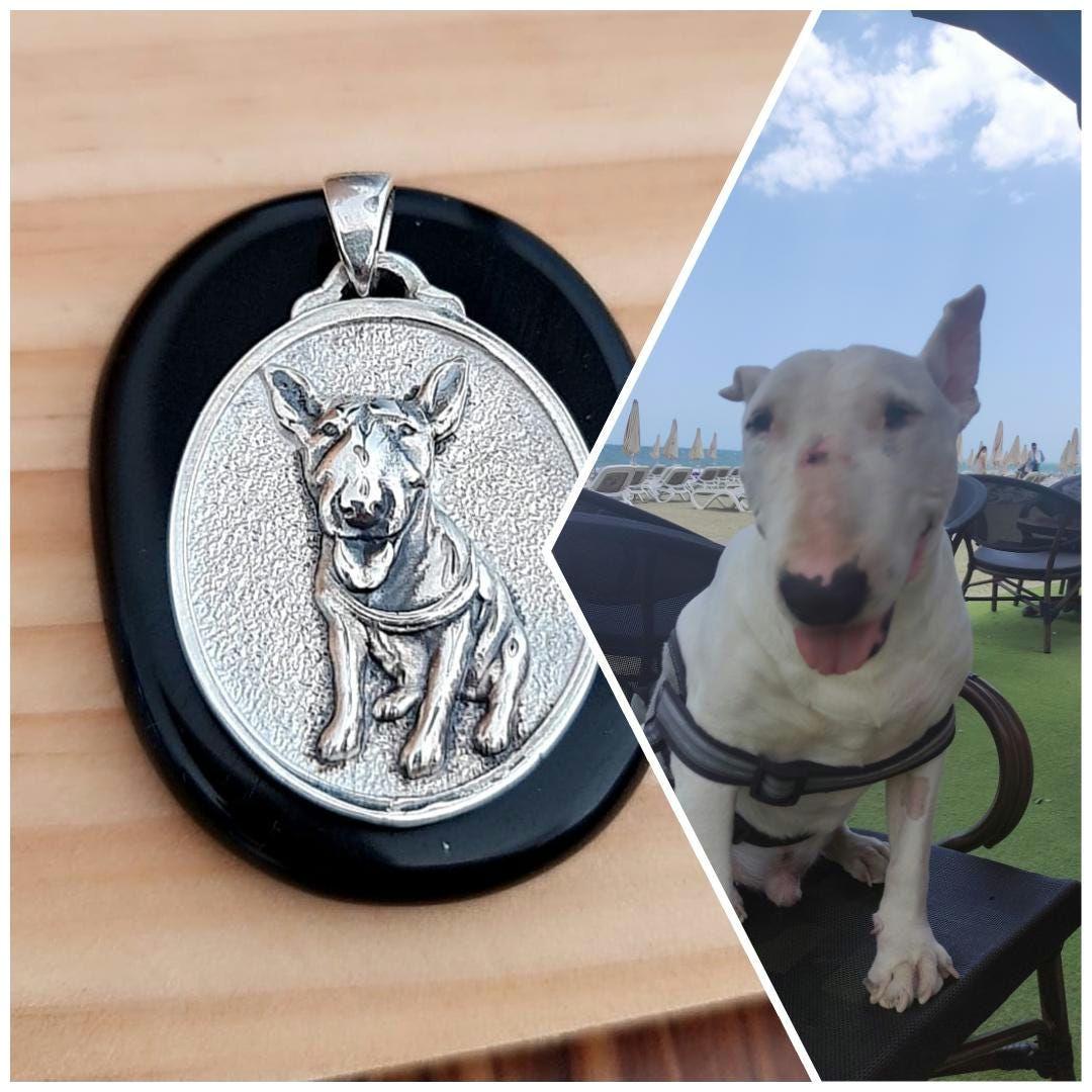 Custom Dog Portrait Pendant: Handmade Pet Memorial Charm Sterling Silver