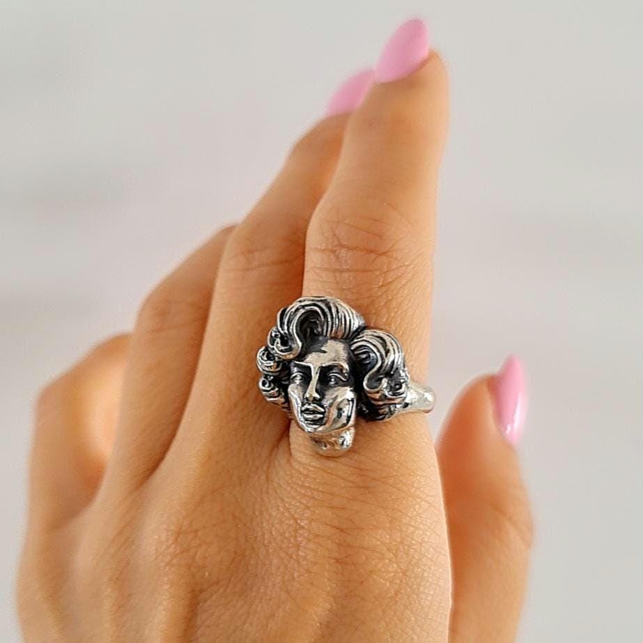Marilyn Monroe Inspired Sterling Silver Ring: Vintage Hollywood Glamour