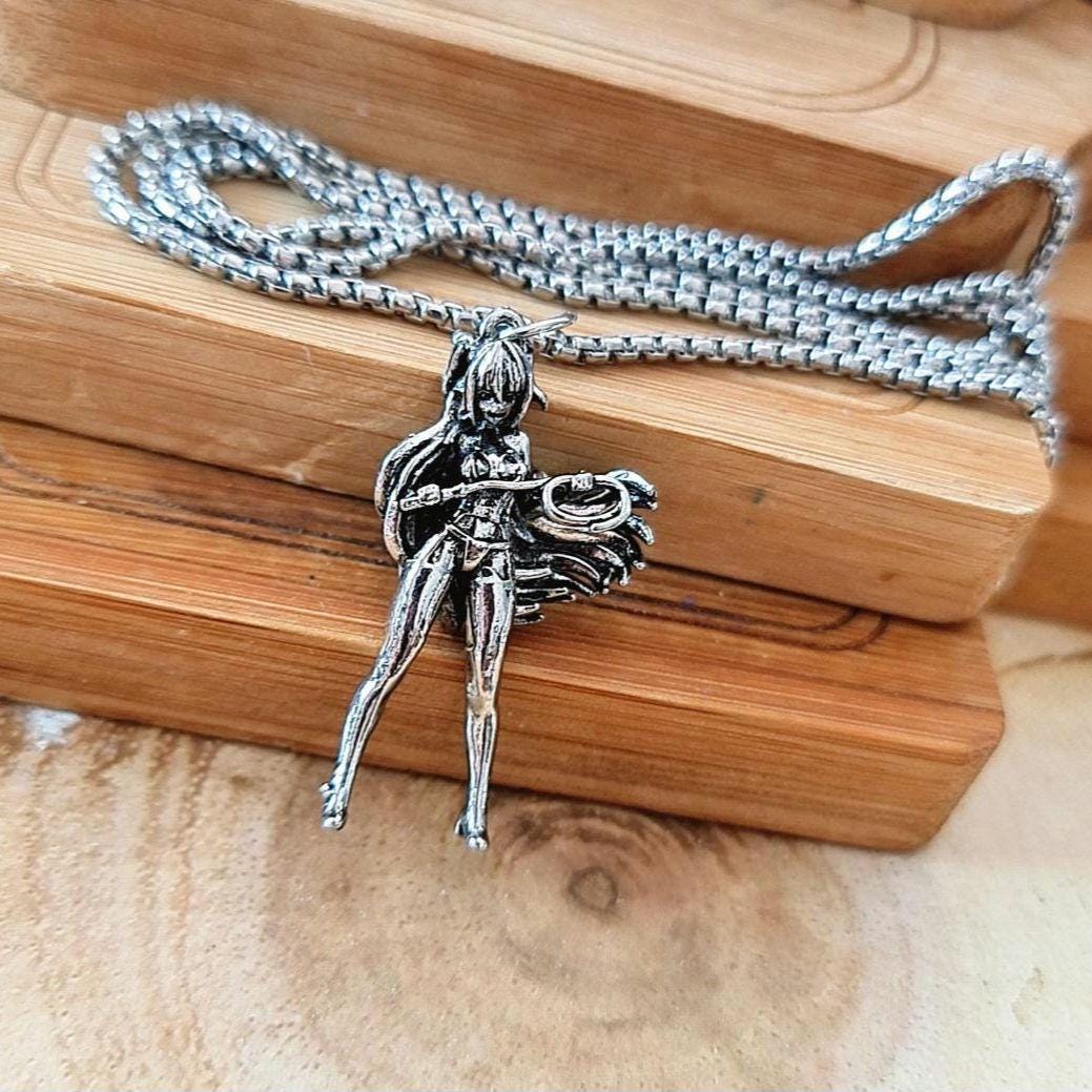 Anime Bunny Girl Cosplay style sexy long haired Girl with whip rope Necklace