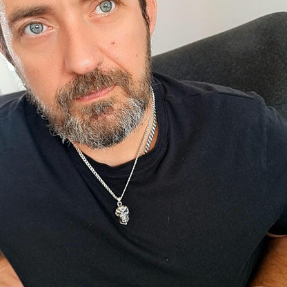 Mummy Skull Pendant:Sterling Silver Rocker Jewelry perfect for rock, heavy metal, punk,biker fashion