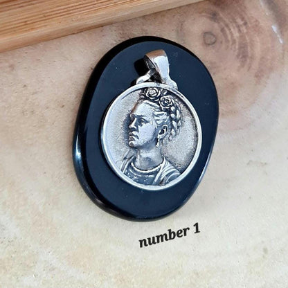 Sterling Silver Frida Kahlo Pendant: Artistic Symbolic Necklace
