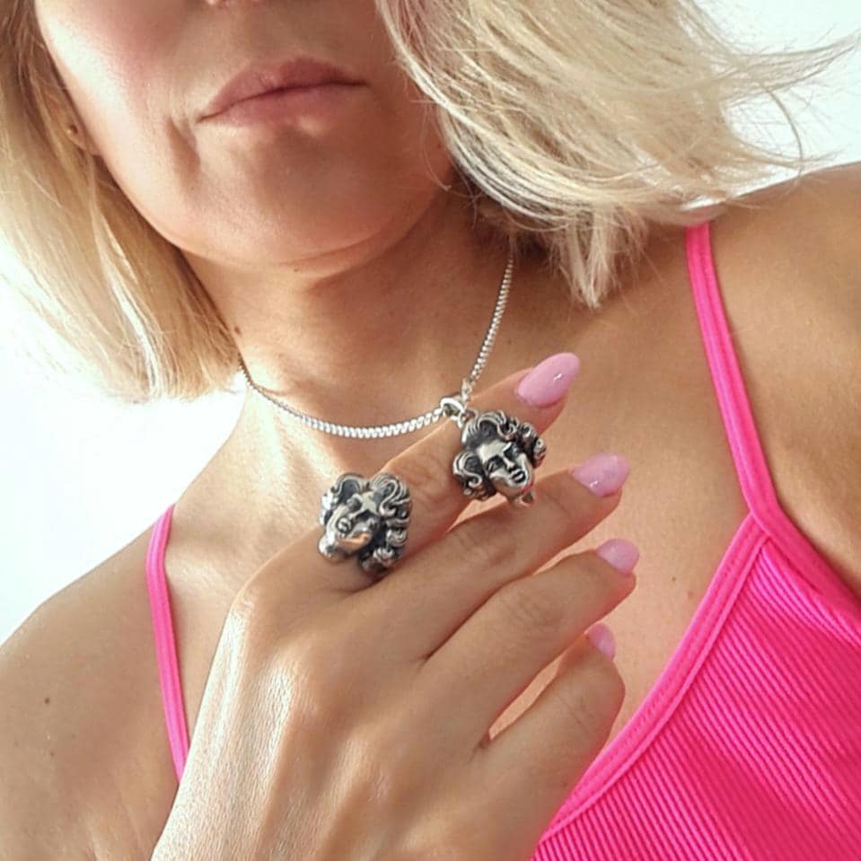 Vintage Sterling Silver Movie Icon Pendant - Handmade 50s Starlet