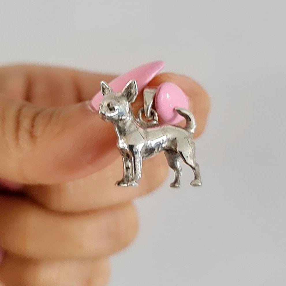 Chihuahua figurine Pendant: 925 Sterling Silver chihuahua Lover Gift