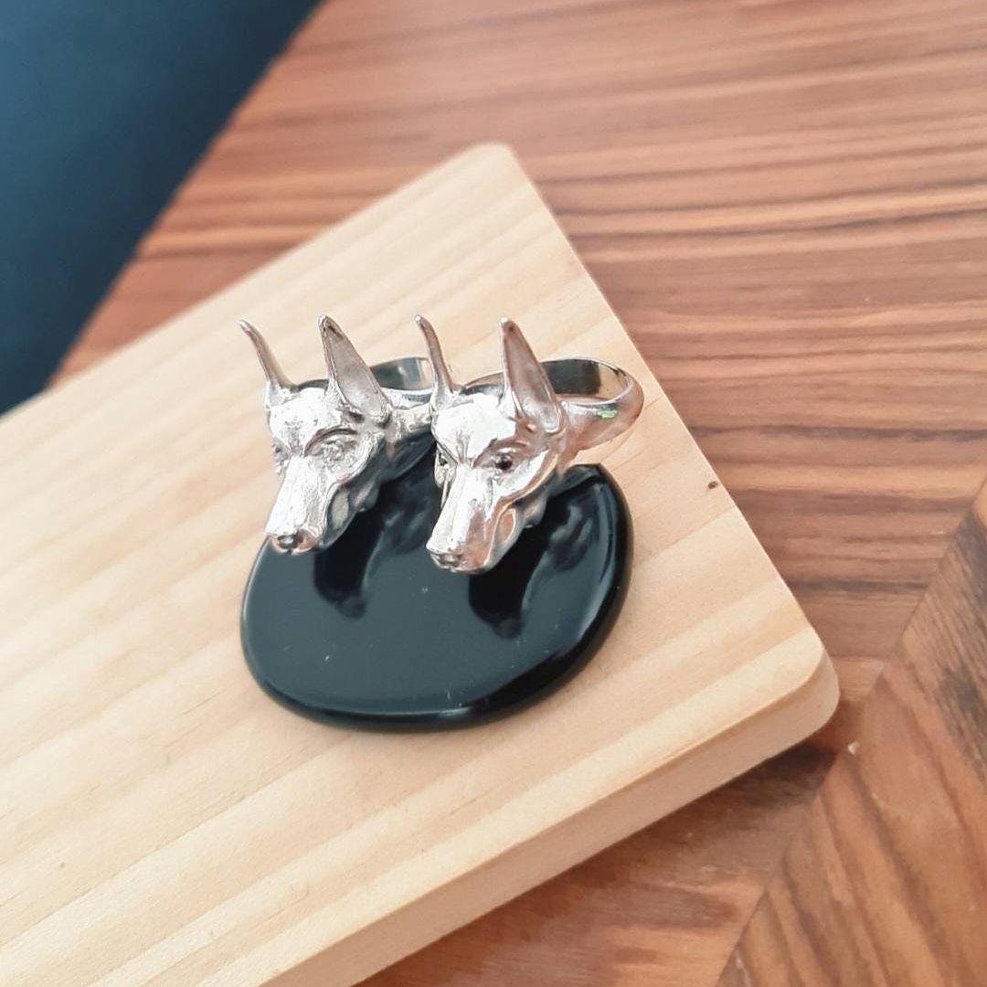 Sterling Silver Doberman Pinscher Ring: Dog Lover Gift