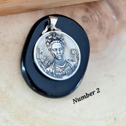 Sterling Silver Frida Kahlo Pendant: Artistic Symbolic Necklace