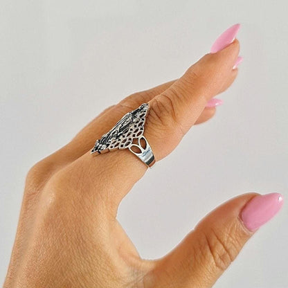 Santa Muerte Ring 925 Silver - Beautifully Crafted Santa Muerte Ring -Saint Death Ring unique pattern