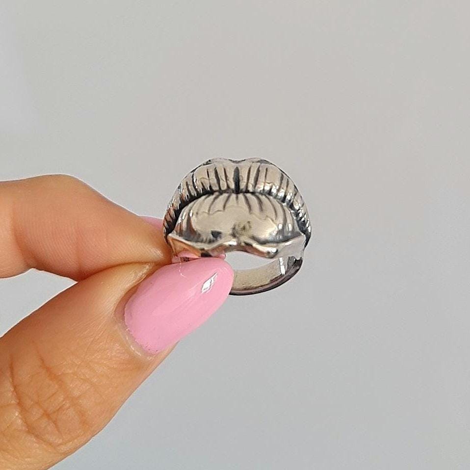 Kissing Lips Ring - sterling silver masterfully designed to convey a message of love & affection