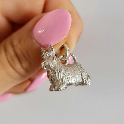 Scottish Terrier  figurine pendant- Sculpture-Realistic Scottie Model - 925 sterling silver Solid & Sturdy