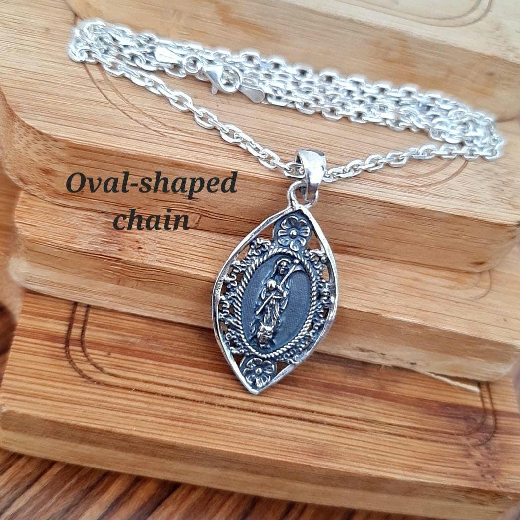 Santa Muerte with Scythe Pendant-Precious Symbol of Belief & Protection - Holy Death Sterling Silver