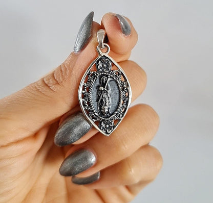 Santa Muerte with Scythe Pendant-Precious Symbol of Belief & Protection - Holy Death Sterling Silver