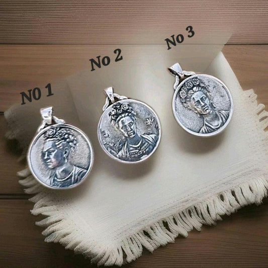 Sterling Silver Frida Kahlo Pendant: Artistic Symbolic Necklace