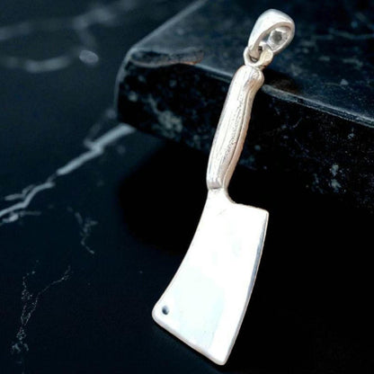 Sterling Silver Cleaver Pendant - Butcher Knife Necklace