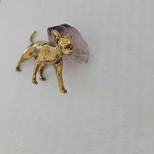 Ornament brass  chihuahua Decorative figure Solid & Sturdy Sculpture- Realistic - 34 grams